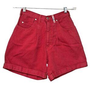 BUM Equipment Jean Shorts Red Denim High Waisted 23 inch Waist Juniors Size 7 Vi